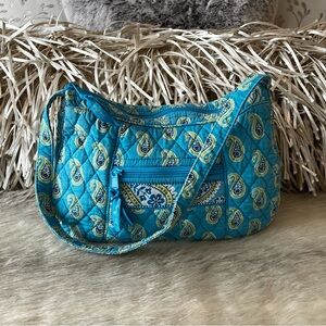 Vintage VERA BRADLEY Bermuda Blue 2005 Hobo Bag 1 Handle Zip Top Shoulder USA
